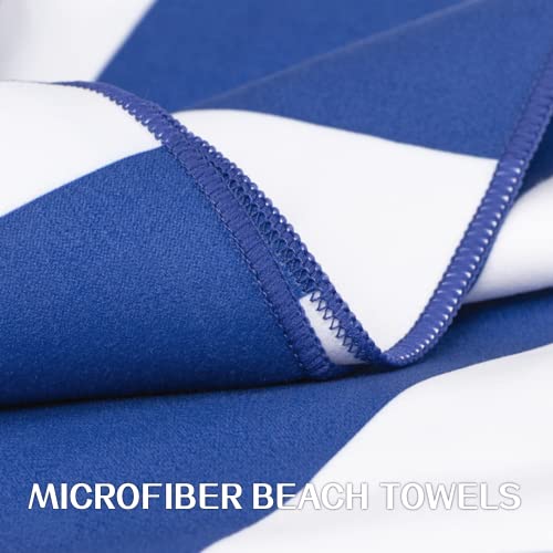 Your Choice Microfiber Beach Towel Sand-Free Quick Dry (67"x35"/60"x30") - color: K-dark Blue&khaki Stripes, size: Extra Large(67x35")
