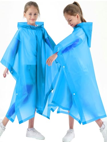 2 Pack Raincoats for Kids, Kids Rain Jacket Reusable Rain Ponchos for Boys and Girls - color: Pink&blue