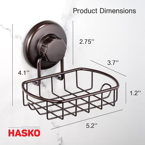 HASKO Suction Cup Soap Dish for Shower Wall, Rustproof Stainless Steel, Shower Soap Holder with Hooks and Soap Saver, Bronze - color: Bronze