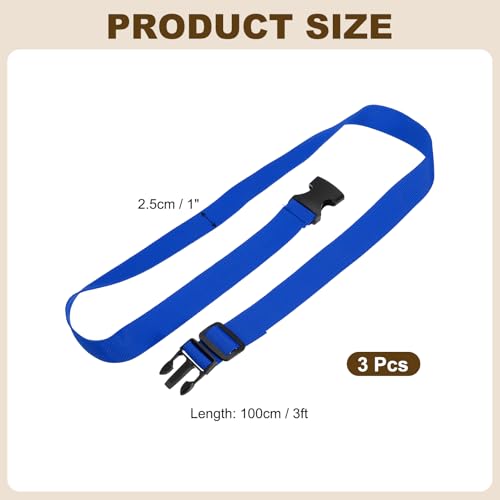 PATIKIL Utility Straps with Quick Release Buckle, (1 Inch x 3 Feet, Blue) (3 Pcs) Adjustable Luggage Polyester Straps Backpack Webbing, Suit for Sleeping Bag/Camping/Hiking - color: Blue, size: 1 Inch x 3 Feet