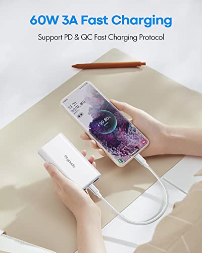 etguuds USB C to USB C Cable 1ft, 2-Pack 60W C to C Cable Fast Charging | for iPhone 17 16 15 Pro Max Plus Air, Samsung Galaxy S26 S25 S24 S23, USBC iPad MacBook Charger Cord Type C, Pixel, White - color: White, size: 1ft
