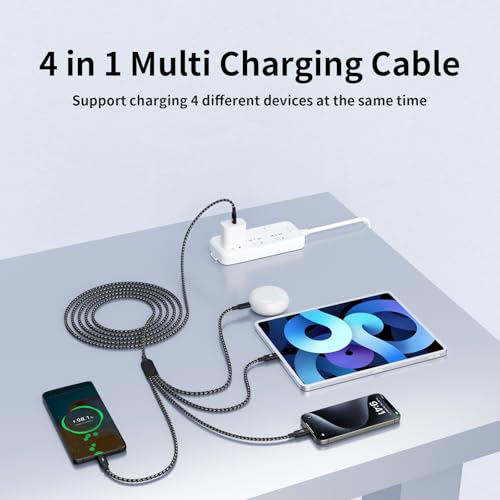 USBC to USBC Cable, 4 in 1 USB C Multi Charging Cable for Multiple Devices | 5FT Charging Cable with 4 Type C Ports, Charger Cable for Multiple Devices,Ideal for Travel, Cruises and Daily Use - color: Blackgrey, size: 1Pack5FT