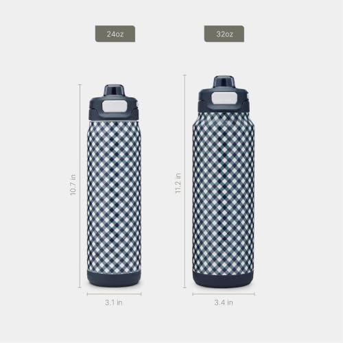 ZULU Powerfill Pro 32oz Stainless Steel Sip or Chug Water Bottle, Checkmate Navy - color: Dark Navy, style: 32oz
