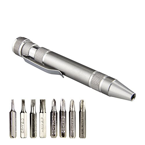 SWATOM 8 in 1 Mini Screwdriver Set Small Screwdrivers Pen Magnetic Repair Tools EDC Compact Precision Gadgets for Computer Eyeglasses Daily Home Improvement Use (Grey) - color: Grey
