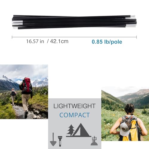 Aluminum Tent Poles Replacement, Black Pre-Assembled Tent Pole, 7001 T6 Heated Camping Tent Rod - color: 16ft 4.4 in 1 Pole