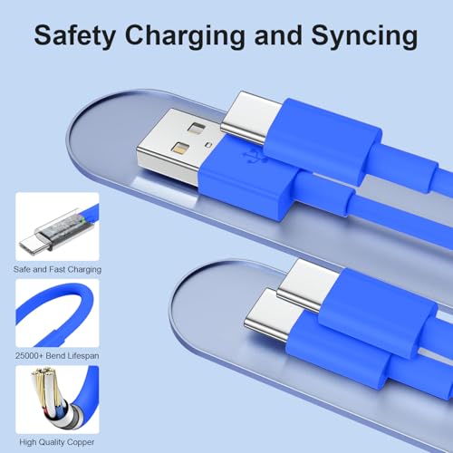 4 Pack 3/3/6/6FT 60W USB C to USB C Cable & USBA to USBC Fast Charging Cord | Car Carplay USB C Charge Cable for iPhone 17 16 15 Pro Max, Type C Cable for Samsung S26/S25, MacBook Pro/Air, iPad - Blue - color: Blue, size: 3ft+3ft+6ft+6ft