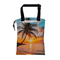 Car Garbage Bag Palm Tree Sunset at a Beach Hanging Canvas Car Trash Bag Drawstring Car Back Seat Organizer for Car Back Front Seat Console with Adjustable Buckle - color: Palm Tree Sunset at a Beach
