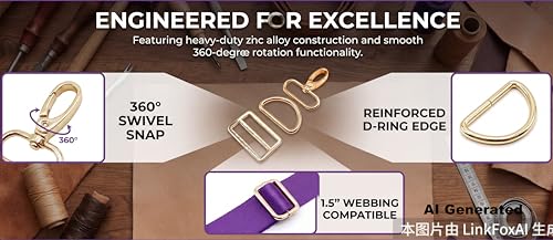 Goyunwell 1-1/2 inch Swivel Snap Hooks & D Rings Tri-Glide Silde for Bag | Purses Handbag Backpack Shoulder Bag Dog Collar Webbing Pet Leashes Keychain Lanyard Strap Craft Making Metal Buckles 5 Sets - color: Silver, size: 1-1/2 inch