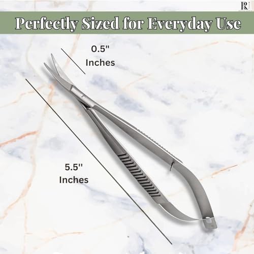 Micro Scissors 5.5" Curved Snip Embroidery Scissor Extra Sharp Tip Eyebrow Trimming Scissor Spring action Sewing Arts & Craft for Grooming thread Premium Stainless Steel Squeeze Applique Scissors. - style: Single