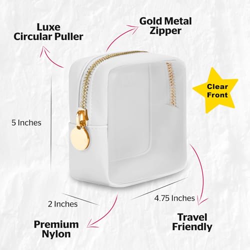 Mini Clear Cosmetic Pouch for Travel & Purse by DANCOUR - color: White, style: Mini