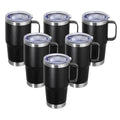 20 oz Stainless Steel Tumbler with Handle Bulk Metal Insulated Tumblers Travel Coffee Mug with Handle Double Wall Tumbler Cup with Lid and Straw, Black 6 Pack - color: Black, size: 6 Count (Pack of 1)
