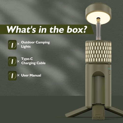 Camping Lights, Rechargeable Collapsible Camping Lanterns | Portable Flashlights, Camping Light for Tent, Emergency, Outdoor, IPX5 Waterproof - color: Military Green