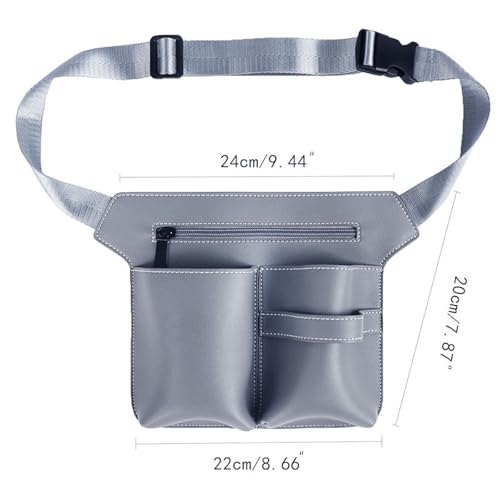 Scissor Bag,Barber PU Leather Waist Pouch,Professional Hairdressing Tools Storage Holster with Waist Belt,Hairstylist Waist Belt,Professional Hairdressing Tools Storage Holster - color: Light Gray