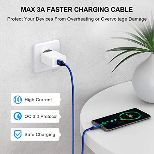 etguuds 6.6ft USB A to USB C Cable, 2Pack Fast Charging Cord Type C Charger - color: Blue, size: 6.6ft