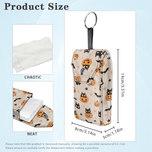 Black Cat Bat Print Purse Tissue Holder Portable Pocket Tissue Holder for Coin Keys Tissues with Hanging Rope Snap Button Enclosed - color: Black Cat Bat