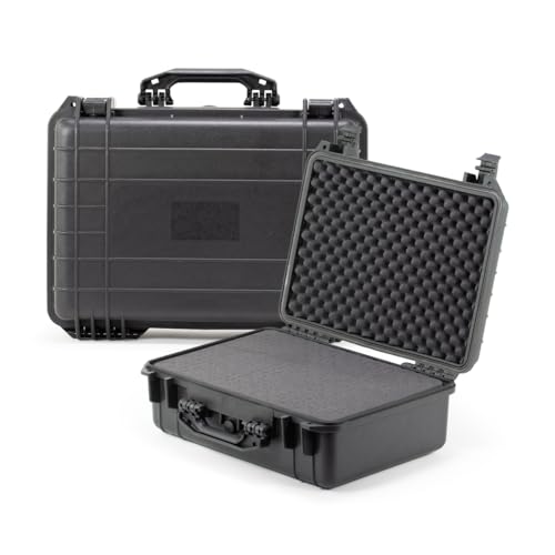 Waterproof Hard Case - Crushproof & Dustproof - Foam Protection - Pressure Equalization Valve - Portable Protective Storage Box for Travel, Hunting, Military, Tactical - 19-Inch (Black)