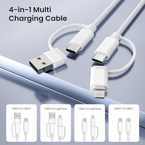 Basesailor for iPhone 17 16 Pro 4 in 1 USB C Charger Cable 60W,Universal - color: White, size: 6.6FT/2M