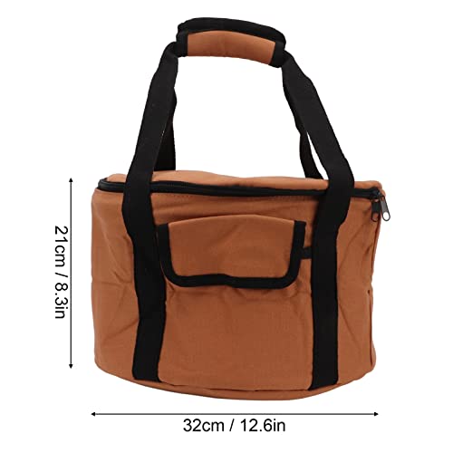 Camping Tableware Carrying Bag, 13.7L Large Capacity Waterproof Picnic Flatware Storage Bag, Outdoor BBQ Round Storage Bag for Plates Dishes Pots Bowls Utensils