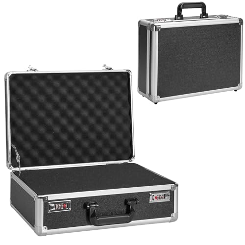 LOCKCURX Security Lock Boxes - 16.9 x 12.2 x 6.3 Inch Large, Portable Locking Storage Totes with Dual Combination Locks, Medicine Lock Box, Lock Boxes for Personal Items, Cash & Briefcase - Black - color: Black, size: Large