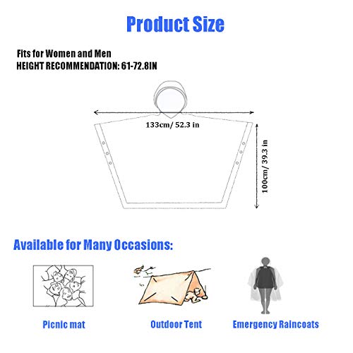 HLKZONE Rain Ponchos for Adults, [Pack of 2] Portable EVA Rain Coat Rain Jacket Reusable Raincoats with Drawstring Hood - color: D-rose