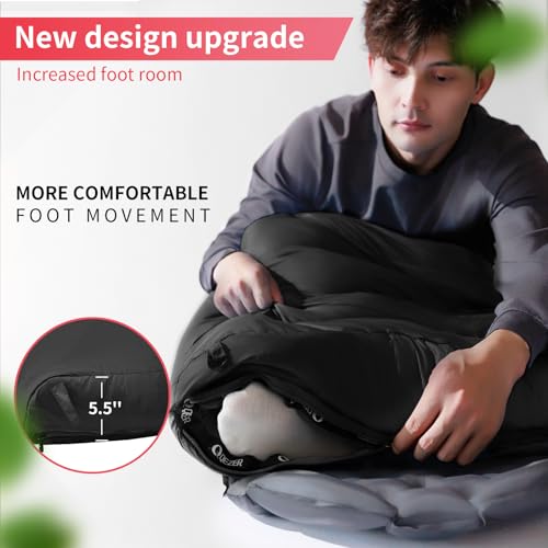 Down Sleeping Bag for Adults, 600 Fill Power Ultralight Backpacking | 600 Fill Power Down,Compact Carry,Ultralight Trail Use,Camping Hiking Backpacking,Cold and Warm Weather Use - color: Black, size: 1.76 lb Down Filling