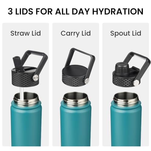 Konokyo 18 oz Insulated Stainless Steel Water Bottle with Straw Lid - color: Light Blue, size: 18 Ounces