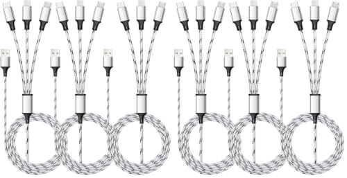 Multi Charging Cable, 5ft 3Pack Multi Charger Cable Nylon Braided Multiple USB Universal 3 in 1 Charging Cord Adapter with Type-C, Micro USB Port Connectors for Cell Phones and More (Pack of 2) - size: 5ft (Pack of 2)