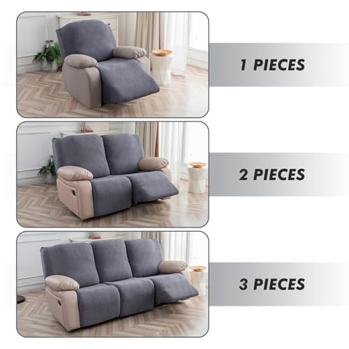 Waterproof Recliner Chair Cover Stretch Sofa Slipcover 1 Seater-XL | Spill and Stain Protection,Soft Pet-Friendly Fabric,Secure Stay-Put Fit,Washable Easy Care,Recliner Cover Furniture Protector - color: Dark Gray, size: 30"-37" 1 Seater XL