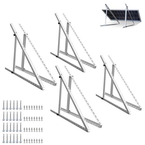 ECO-WORTHY 4 Sets 45inch Adjustable Solar Panel Mount Brackets Stand with Foldable Tilt Legs, Ideal for 4-8pcs 100 200 300 400 Watt Solar Panel for Roof, RV, Boat, and Off-Grid - size: 45in (4-Pack)