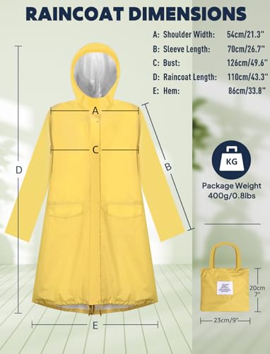 ANYOO Waterproof Rain Poncho Lightweight Reusable Hiking Hooded Coat Jacket for Outdoor Activities - color: Yellow