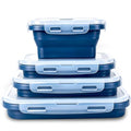 Collapsible Silicone Food Storage Containers 4 Set Airtight Leak Proof Food Containers with Lids Meal Prep for Microwave Freezer Dishwasher for Kitchen Camping Office Navy Blue - color: Navy blue