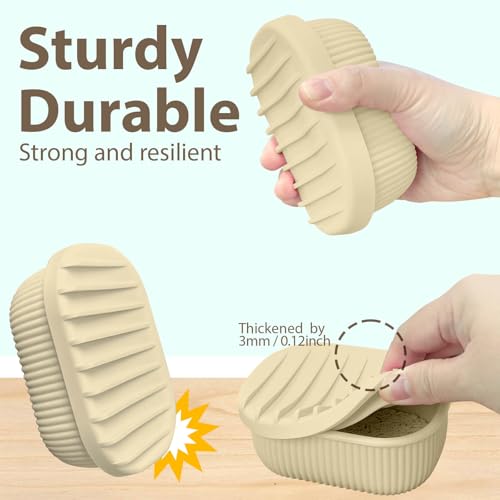 Leakproof Silicone Travel Soap Case with Drainage Layer, Silicone Bar Soap Holder Compact Portable Shatterproof Soap Container Box for Bathroom Gym Camp Travel Toiletries - color: Sand, size: Drainage Lid