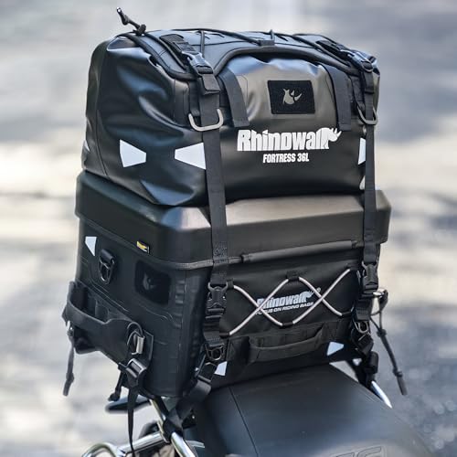 Rhinowalk Motorcycle Tail Bag Modular Combo – MFT2305 Hard Shell Case + 36L Waterproof Soft Bag (MFT2308) for Flexible Storage - style: Mft2307 Combo (=Mft2305+mft2308)