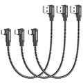 Short Right Angle USB A to Micro USB 90 Degree Cable 1FT 3 Pack | 90°angled short 12inch braided micro usb 2.1A fast charging for Galaxy S7 S6 S5 power banks & Android Micro Connector - size: 1FT