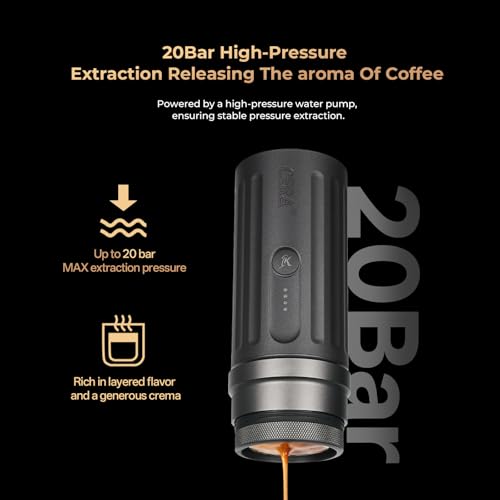 IKAPE Newly KAPO K2 Portable Espresso Machine with Bl uetooth APP Connect & 51mm Bottomless Basket, Electric Coffee Maker 20 Bar Pressure, for Home, Travel, Camping - size: 51mm