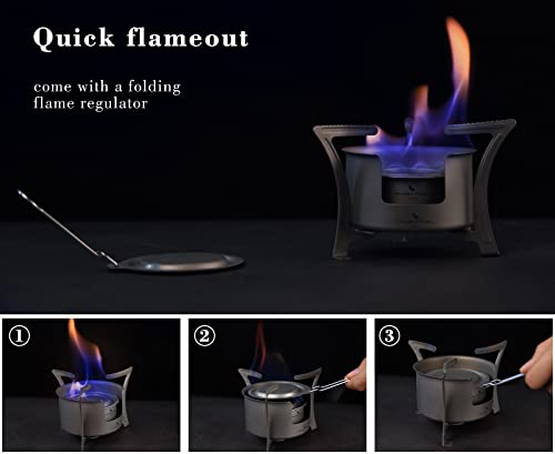 Boundless Voyage Titanium Alcohol Stove Spirit Burner with Fire Cover Outdoor Wood Stove with Stands Brackets Camping Multi-Fuels Ultralight Backpacking Stove (Stove & Bracket Set) - color: Stove & Bracket Set