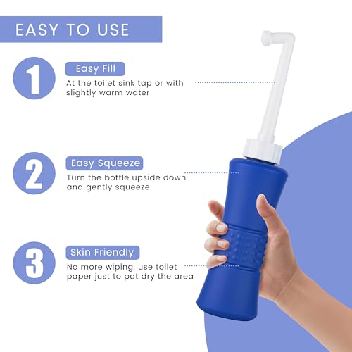 XL laphang Portable Bidet 500ml Blue Peri Bottle with Waterproof Pouch and Cap – PP + TPR, Leak Proof & Scratch Resistant –Perineal Bottle for Postpartum Hemorrhoids Healing, Maternity Kit Essentials