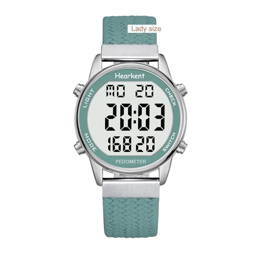 Hearkent Pedometer Watch,Step,Mileage&Calorie Tracker,Large Numbers - color: Green