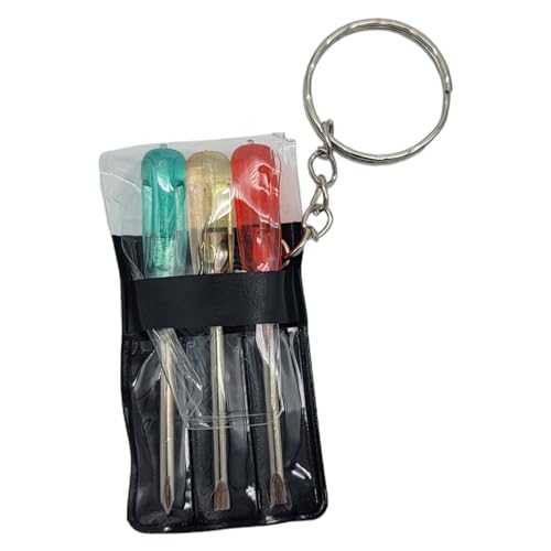 Mini Screwdriver Set Keychain with 3 Tools (12 Packs) (2.5") Miniature Metal Key Chains Includes 2 Flathead and 1 Crossing Screwdrivers in a Portable Pouch
