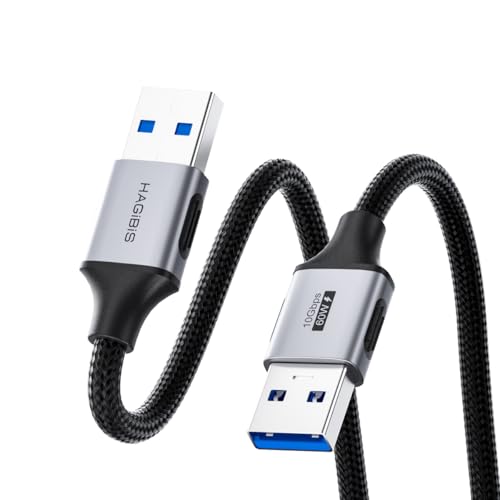 Hagibis USB to USB Cable, 10Gbps Data Transfer 60W Fast Charging USB 3.2 A to A Male to Male Cable for Computer, PC, Laptop, Cooler, DVD Player, Hard Drive Enclosures, Set Up Box (0.8FT) - size: 0.8FT