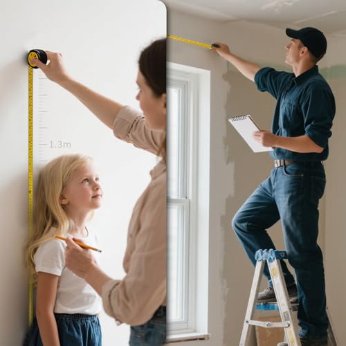 Tape Measure 16 Ft, Self-Locking Retractable Measuring Tape, Inch/Metric Scale, Easy to Read, Perfect for Construction, Carpenters, Handicrafts (16FT)
