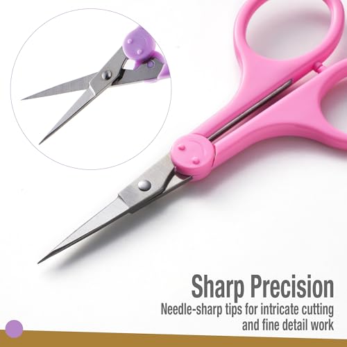 High Precision Detail Scissors Set (2-Pc) Sharp, Fine Tips | Paper Cutting, Scrapbooking, Sewing, Crafting | Stainless Steel | Protective Cover (Pastel) - color: Pastel