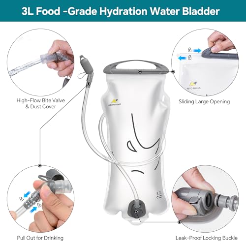N NEVO RHINO Hydration Bladder 1.5L-3L Kit, Water Bladder for Running Vest - color: 3L-White