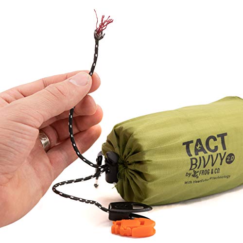 Survival Frog Tact Bivvy 2.0 Emergency Sleeping Bag with Stuff Sack, Carabiner & Survival Whistle – Compact, Lightweight, Waterproof, Reusable Thermal Bivy Sack Shelter Kit - color: New 2.0 Tactical Green