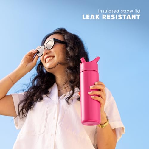 Simple Modern Insulated Water Bottle with Straw | 18oz | Pink - color: -Velvet Pink, style: 18oz