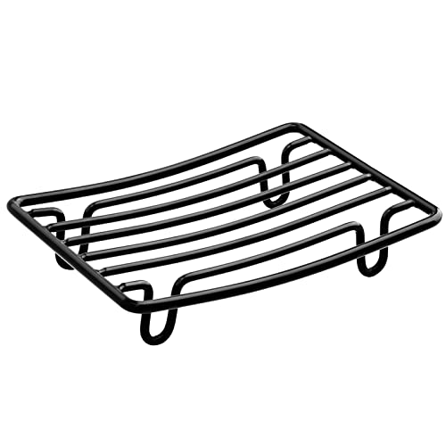 Soap Dish, Stainless Steel Bar Soap Holder for Shower Bathroom, Rust Proof Self Draining Soap Tray, Black-1 Pack - color: Black-rectangular 1p