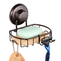 HASKO Suction Cup Soap Dish for Shower Wall, Rustproof Stainless Steel, Shower Soap Holder with Hooks and Soap Saver, Bronze - color: Bronze
