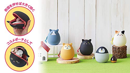 LIHIT LAB PuniLabo Mini Zipper Pouch, Egg-Shaped, 2.2" x 2.4", Shiba Dog (A7782-2) - color: Shiba Dog, size: Medium: 2.2 × 2.4 inches