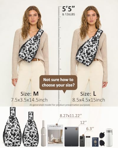 Pritent Crossbody Bags for Women Men Trendy Sling Bag Backpack Casual Chest Bag with Convertible Shoulder Strap - color: Cowprint, size: Medium