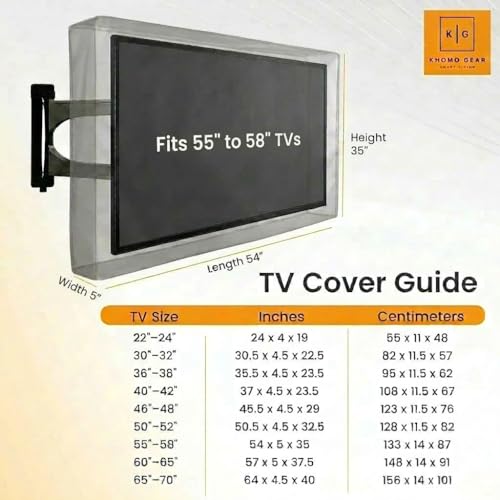 Outdoor TV Cover Universal Weatherproof Protector for 55-58 Inch TV - Fits Most Mounts & Brackets, Grey - size: 55'' - 58''